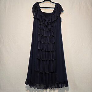 ZAFTIQUE Feminine Romantic NAVY Cascade Ruffle Formal Dress Size 2X New NO Tags!
